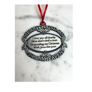 Merry Christmas From Heaven Metal Ornament Loved One Memorial Tree Decoration